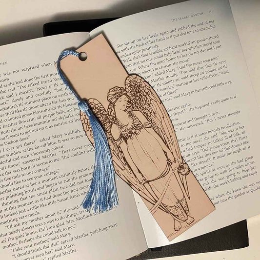 Angel with Incense bookmark crafted out of hand selected leather Leather Angel Bookmark - Made from Selected Leather Bookmarks Raven King Crafts