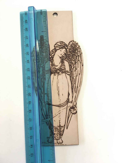 Angel with Incense bookmark crafted out of hand selected leather Leather Angel Bookmark - Made from Selected Leather Bookmarks Raven King Crafts