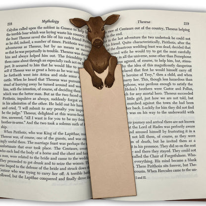 This leather calf bookmark can be personalized with a name or a short message. Leather Cow & Calf Bookmark - Personalize Option Bookmarks Raven King Crafts