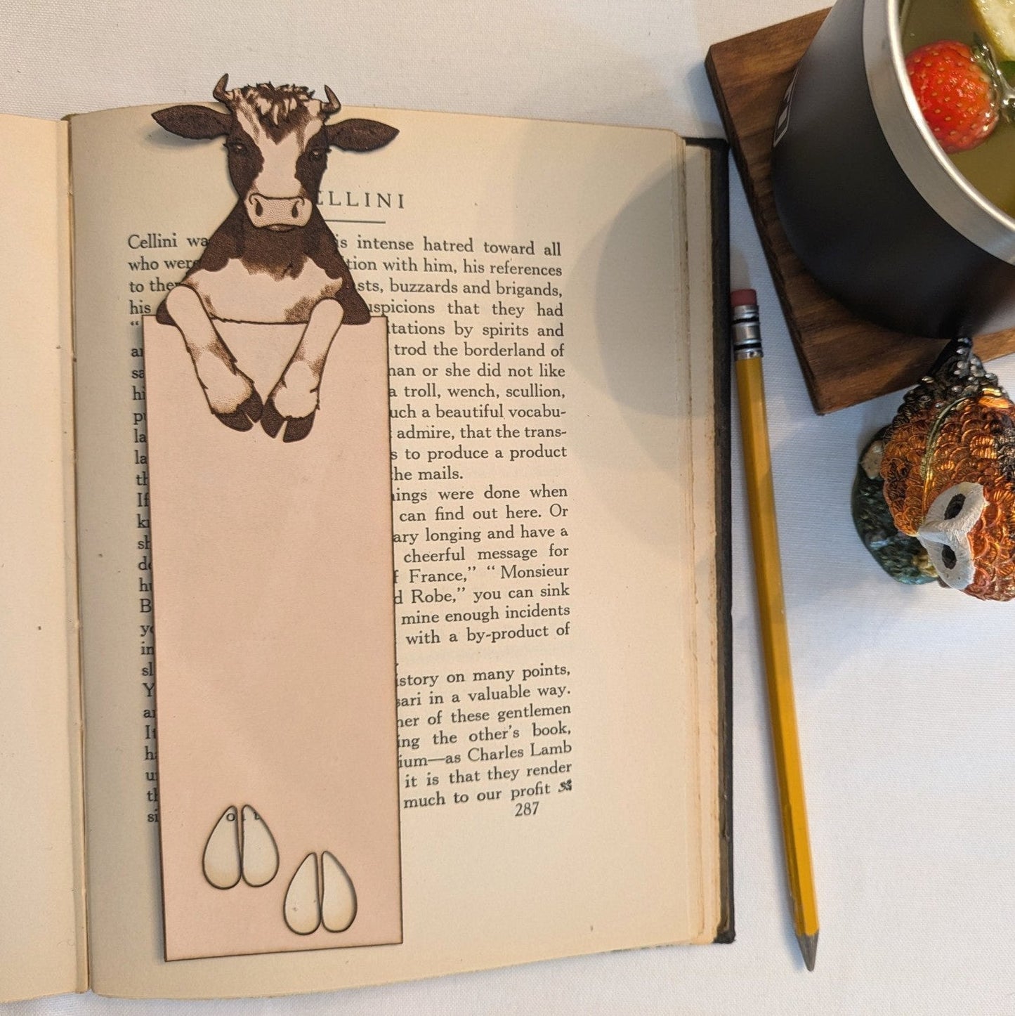 Leather Cow & Calf Bookmark - Personalize Option Leather Cow & Calf Bookmark - Personalize Option Bookmarks Raven King Crafts
