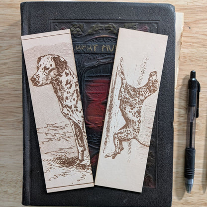 2 leather bookmarks with Dalmatians on them. Leather Dalmation Dog Bookmarks Bookmarks Raven King Crafts Leather Dalmatian Dog Bookmarks Bookmarks Raven King Crafts