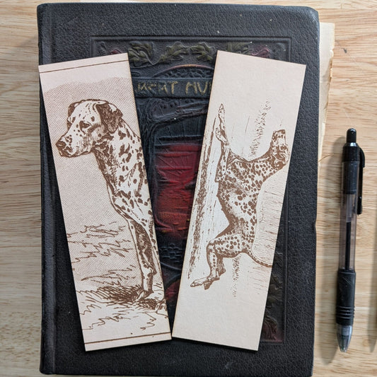 2 leather bookmarks with Dalmatians on them. Leather Dalmation Dog Bookmarks Bookmarks Raven King Crafts Leather Dalmatian Dog Bookmarks Bookmarks Raven King Crafts