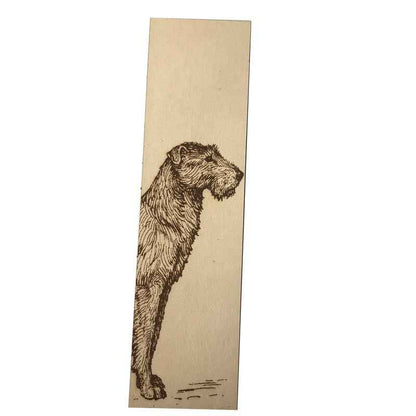 A leather bookmark with an illustration ofa Irish Wolfhound dog engraved on it. Leather Irish Wolfhound Bookmark Bookmarks Raven King Crafts
