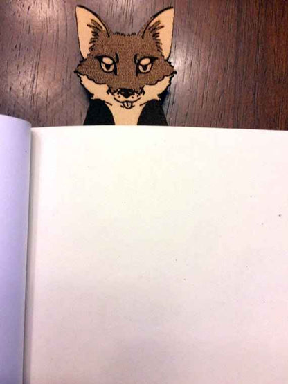Cute leather fox bookmark popping out of a book. Leather Red Fox Bookmark - Fun Gift for Fox Lovers Bookmarks Raven King Crafts