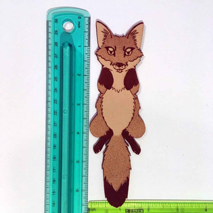 Leather bookmark shaped like a red fox. Leather Red Fox Bookmark - Fun Gift for Fox Lovers Bookmarks Raven King Crafts