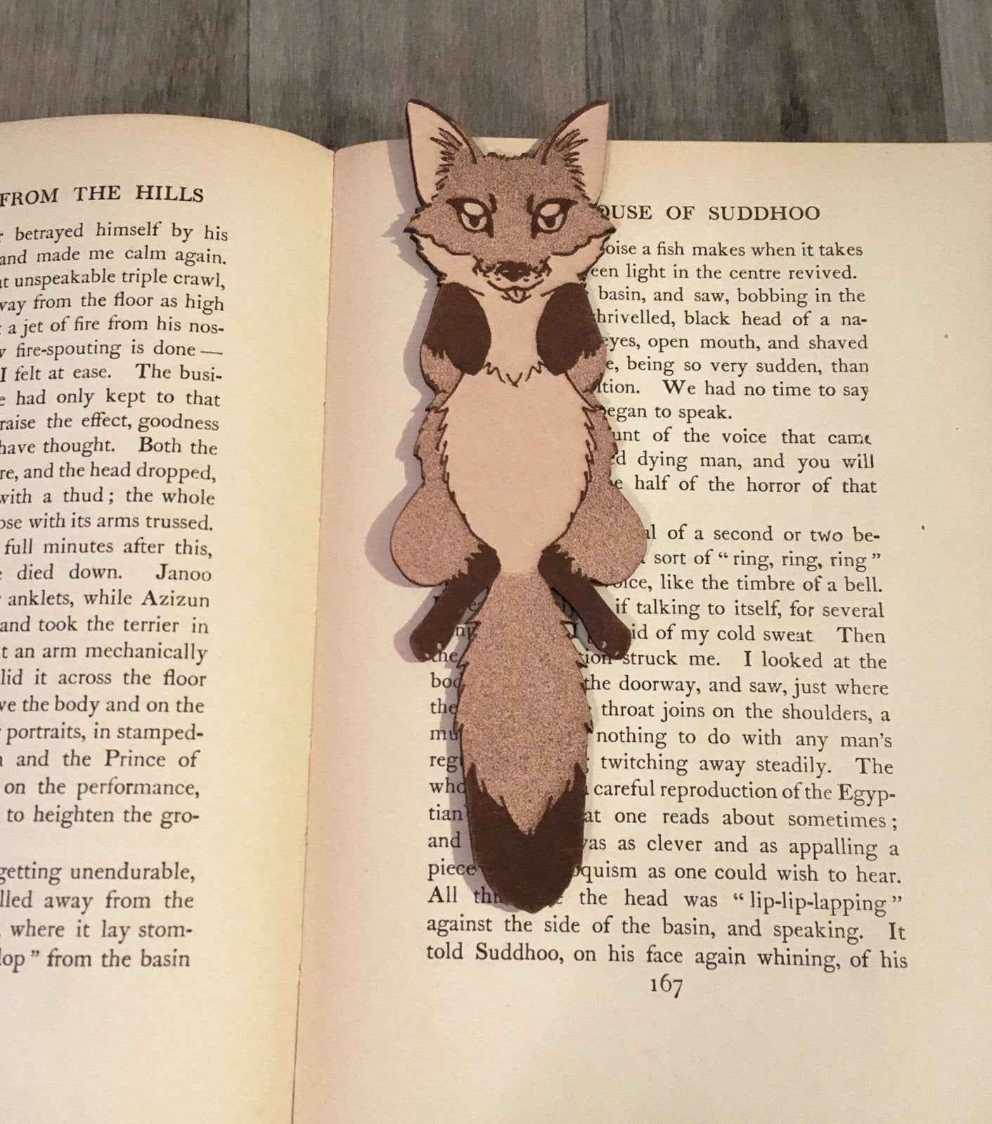 Leather bookmark shaped like a red fox. Leather Red Fox Bookmark - Fun Gift for Fox Lovers Bookmarks Raven King Crafts