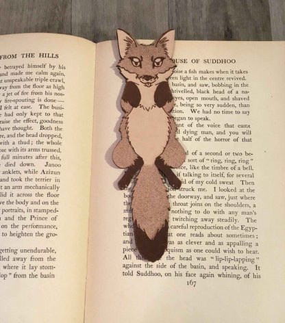 Leather bookmark shaped like a red fox. Leather Red Fox Bookmark - Fun Gift for Fox Lovers Bookmarks Raven King Crafts