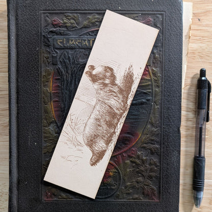 A rectangular leather bookmark with the historical art of a Skye terrier dog engraved on it. Leather Skye Terrier Bookmark (toy dog) - Pick one or get both! Bookmarks Raven King Crafts Leather Skye Terrier Bookmark (toy dog) - Pick one or get both! Bookmarks Raven King Crafts