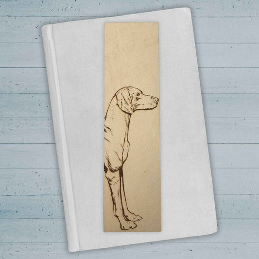This leather bookmark is engraved with the art of a Vizsla dog on it. Leather Vizsla Bookmark Bookmarks Raven King Crafts