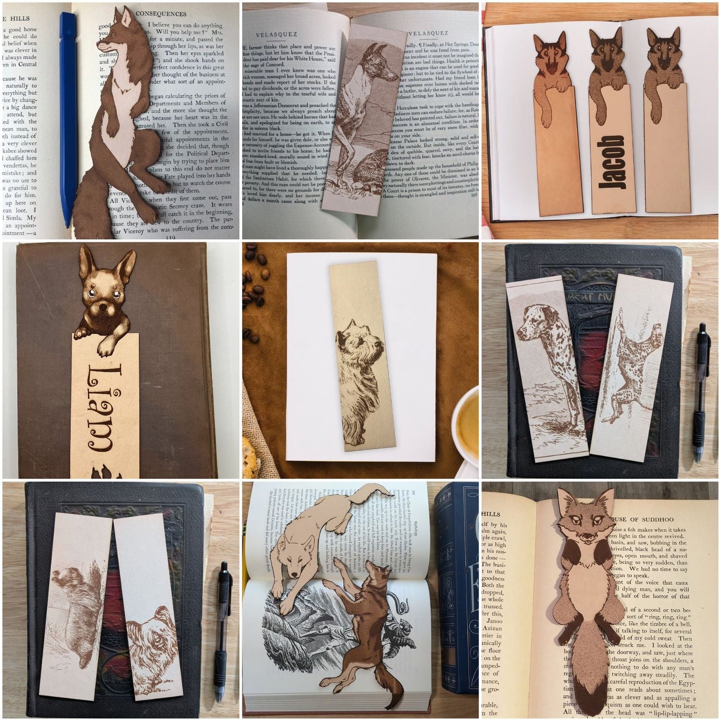 Leather Whippet Dog Bookmark Leather Whippet Dog Bookmark Bookmarks Raven King Crafts