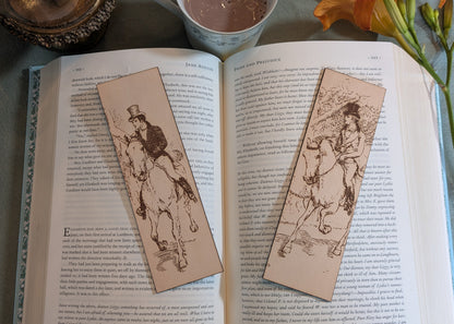Mr. Darcy and Mr. Bingley Bookmarks Mr. Darcy and Mr. Bingley on horseback bookmarks Bookmarks Raven King Crafts