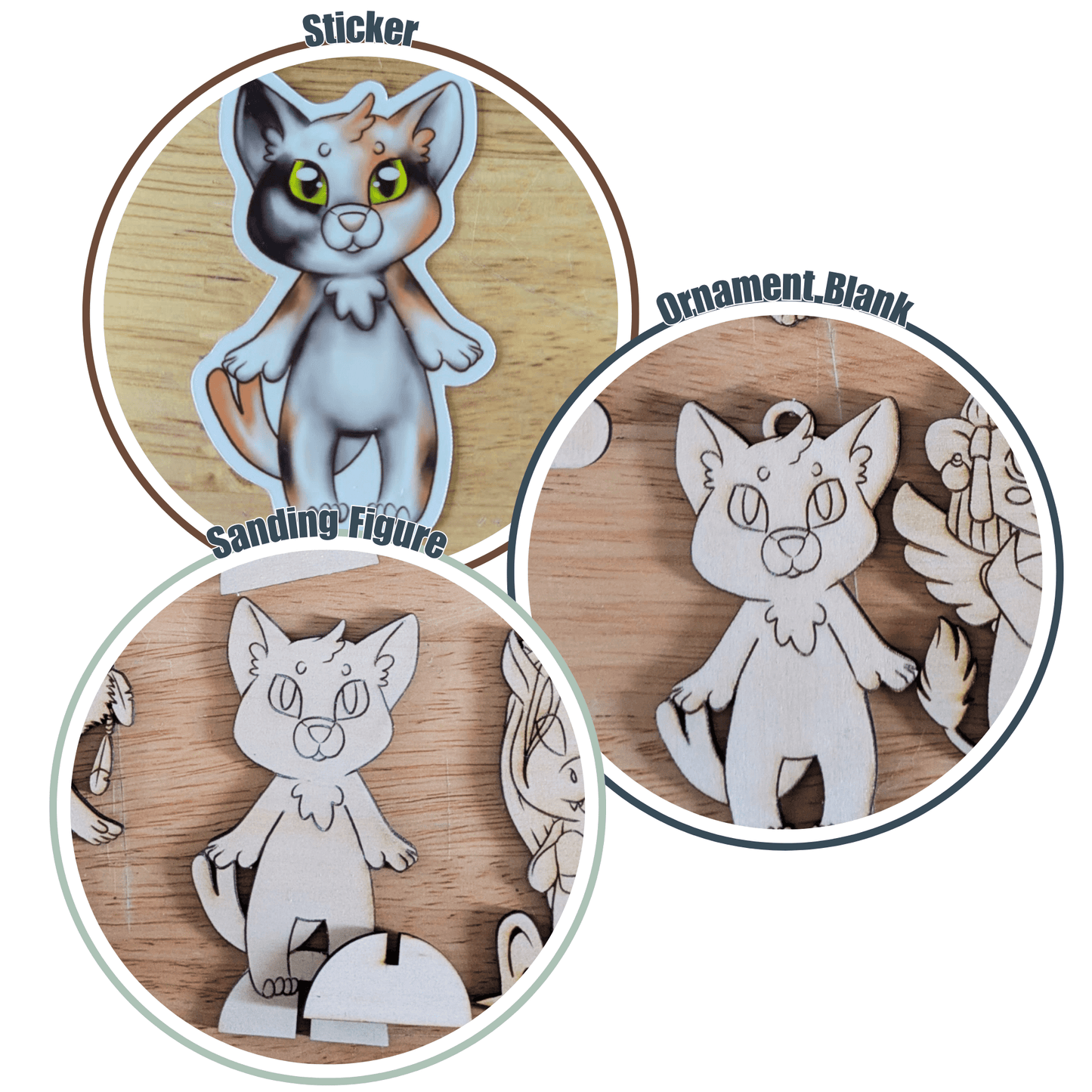 Nekomata - split tail cat, mythos chibi pack. Includes the cat spirit sticker, ornament blank and standing figure. Nekomata - Sticker, Ornament Blank & Standing Figure Set Art & Craft Kits Raven King Crafts
