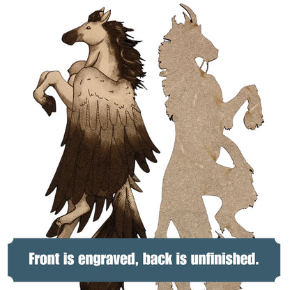 The front of the pegasus bookmark is engraved with the art and the back is plain leather. Pegasus Bookmark - Leather Bookmarks Raven King Crafts
