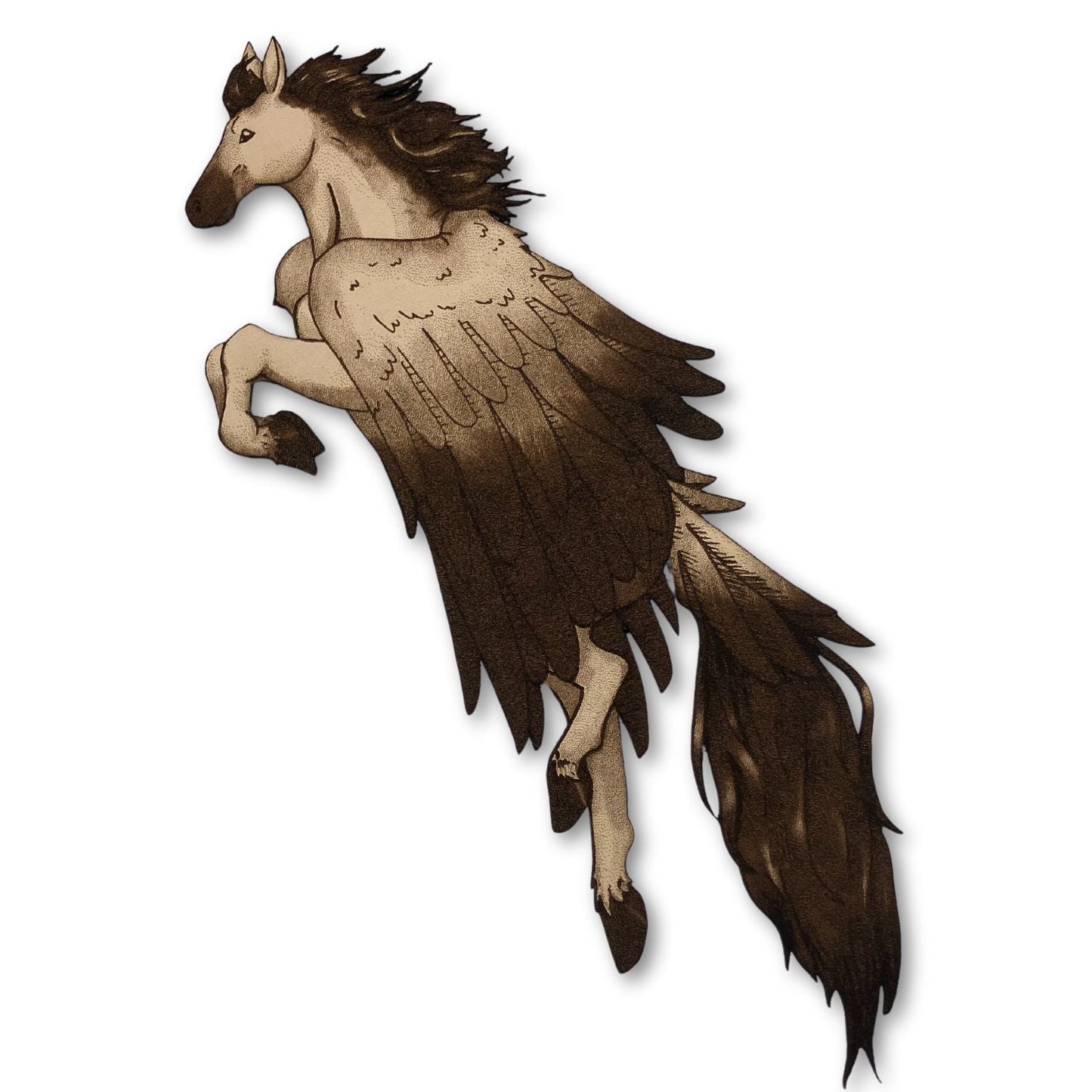 The leather pegasus bookmark on a white background. Pegasus Bookmark - Leather Bookmarks Raven King Crafts