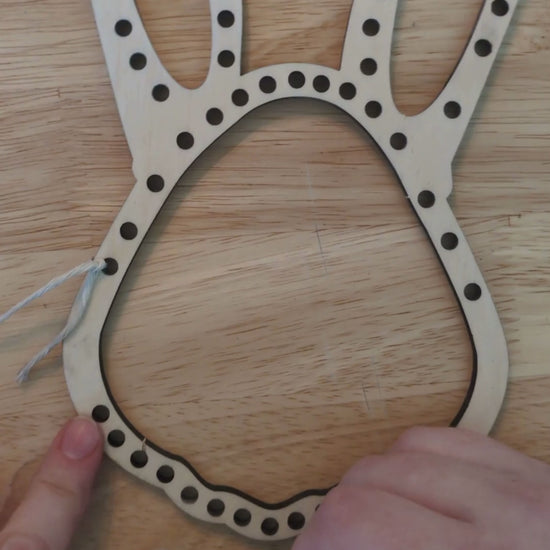 A video showing how to start the warp line for your bunny loom.