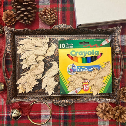Wood Raven Ornament (Blank / DIY) Raven with a Crystal Shaped Wooden Ornaments Art & Craft Kits Raven King Crafts