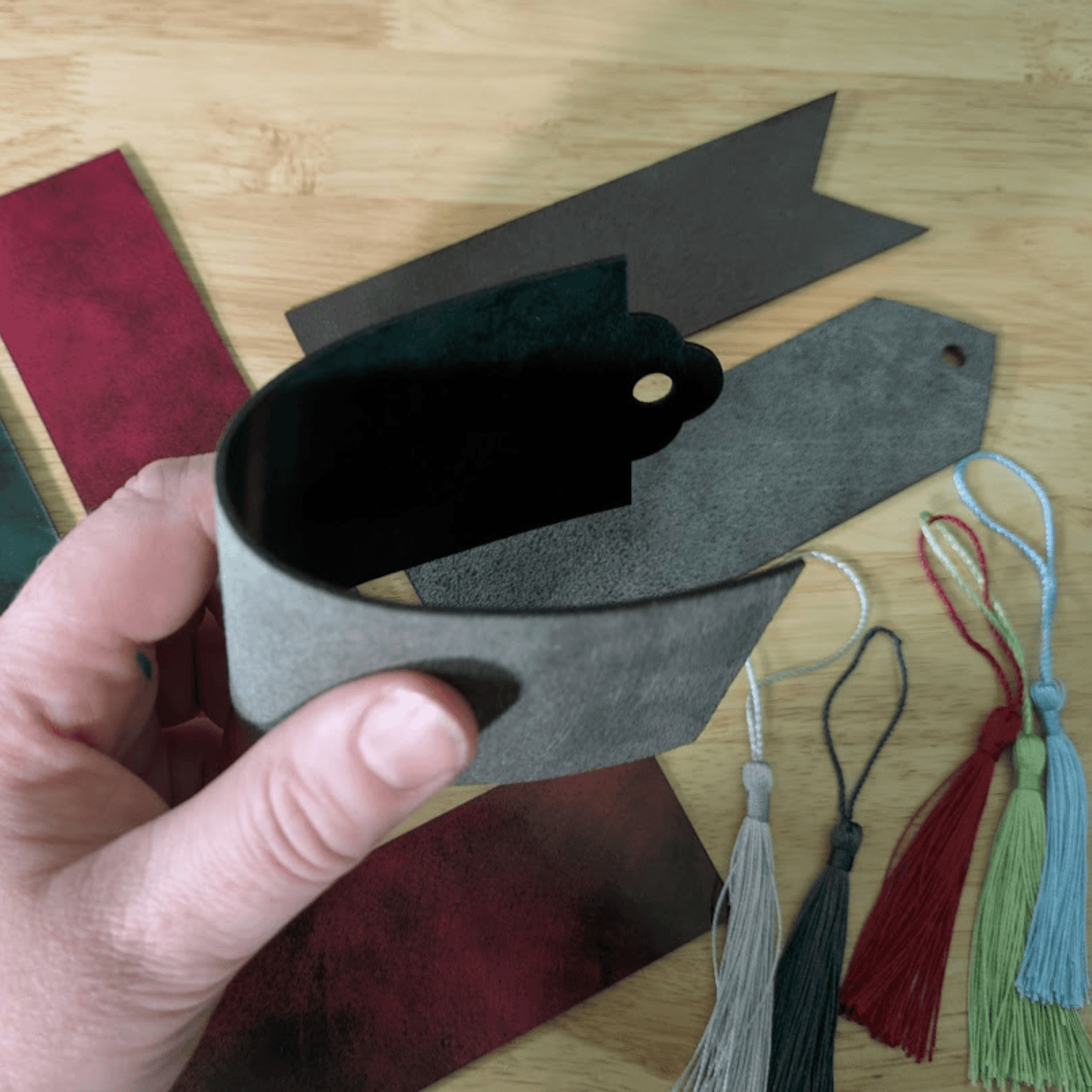 Showing of flexible the leather is. Red or Green Leather Bookmarks with Tassel Bookmarks Raven King Crafts