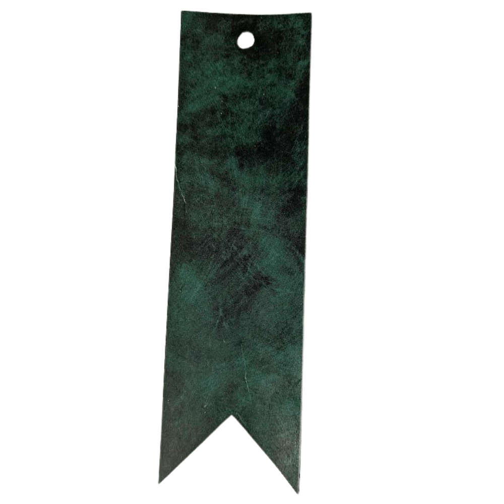 The green and black dyed leather bookmark with the ribbon style. Red or Green Leather Bookmarks with Tassel Bookmarks Raven King Crafts