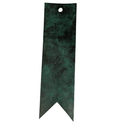 The green and black dyed leather bookmark with the ribbon style. Red or Green Leather Bookmarks with Tassel Bookmarks Raven King Crafts