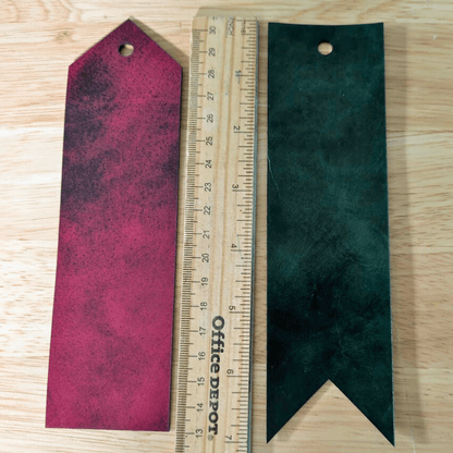 The red and black leather bookmark ne to a ruler. Red or Green Leather Bookmarks with Tassel Bookmarks Raven King Crafts