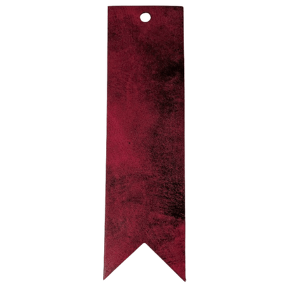 The red and black dyed leather bookmark with the ribbon style. Red or Green Leather Bookmarks with Tassel Bookmarks Raven King Crafts