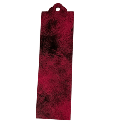The red and black dyed leather bookmark with the rounded top. Red or Green Leather Bookmarks with Tassel Bookmarks Raven King Crafts