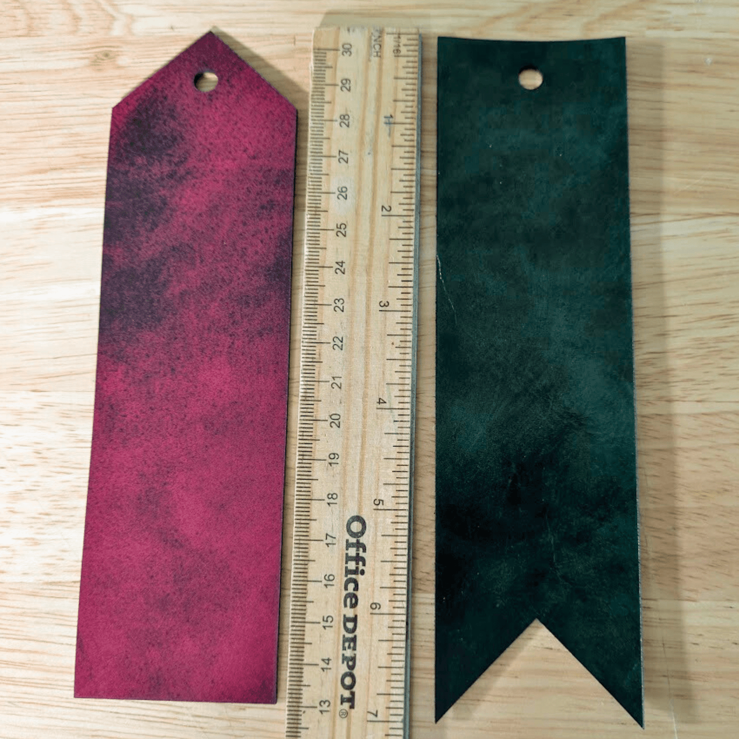 The red and black leather bookmark ne to a ruler. Red or Green Leather Bookmarks with Tassel Bookmarks Raven King Crafts Red or Green Leather Bookmarks with Tassel Bookmarks Raven King Crafts