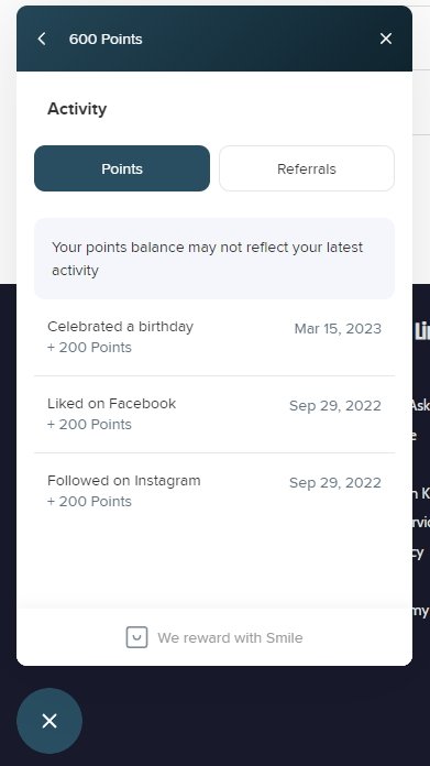 Activity Tab on the rewards mini menu.