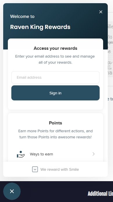 After clicking the rewards button this sign up form will appear. 