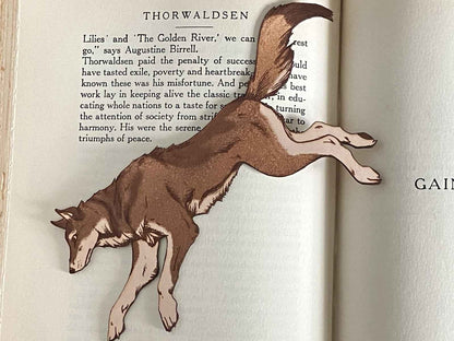 Running Wolf Bookmark Running Wolf Leather Bookmark - Perfect Gift for Book Lovers Bookmarks Raven King Crafts