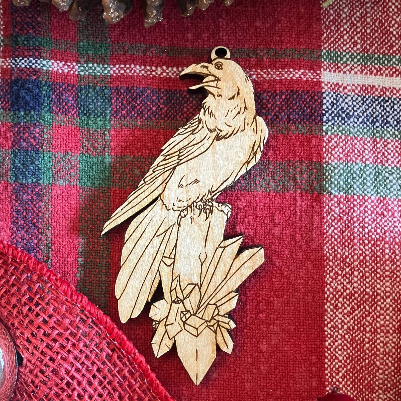 Sealed Wooden Raven Ornaments