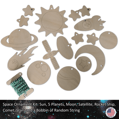 Space Ornament Set - Moon, Sun, Planets, Stars, Rocket Ship, Comet, Satellite Space Ornament Set - Moon, Sun, Planets, Stars, Rocket Ship, Comet, Satellite Art & Craft Kits Raven King Crafts