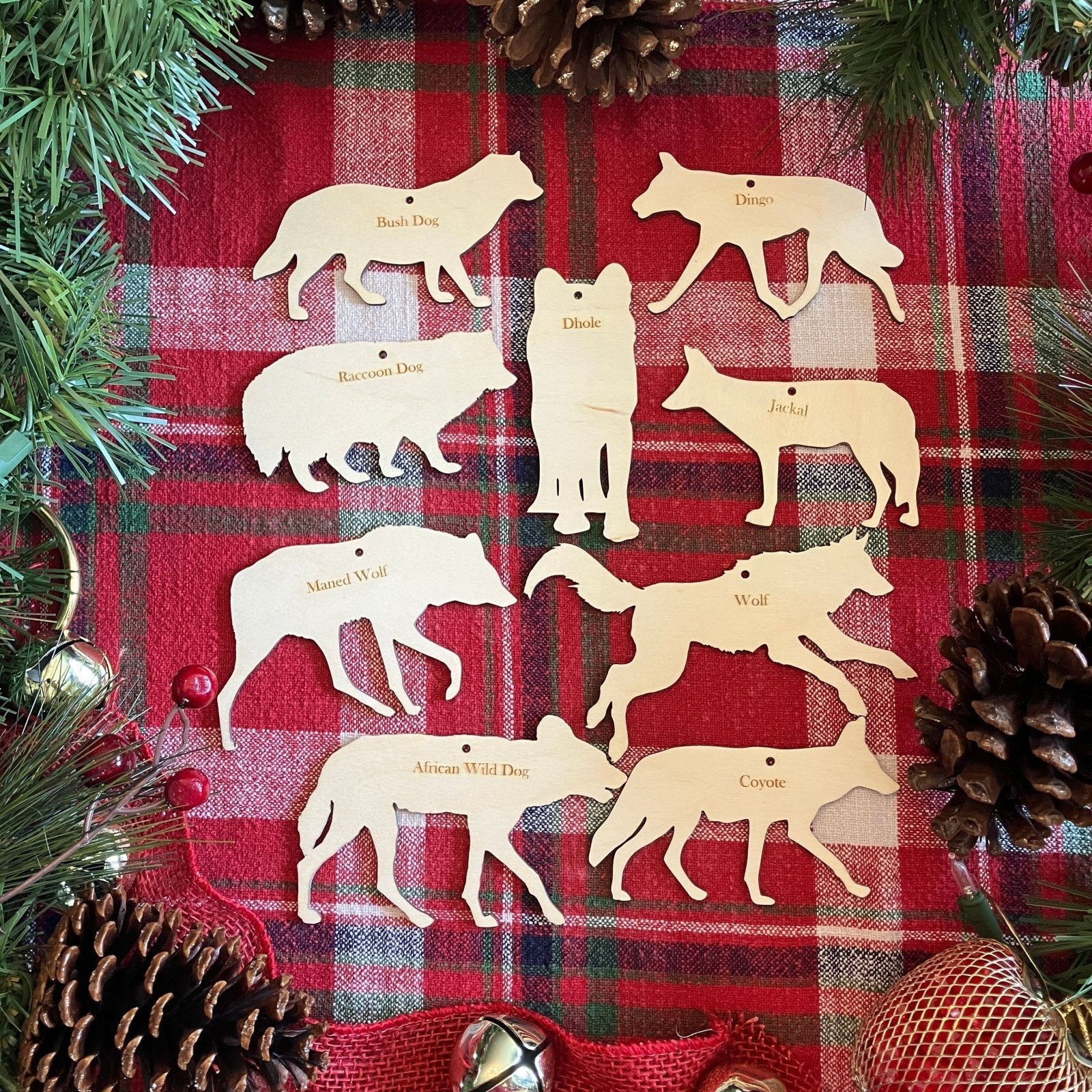 Wild Dog Ornament Set - 9 Different Species - SHIPS FREE USA!