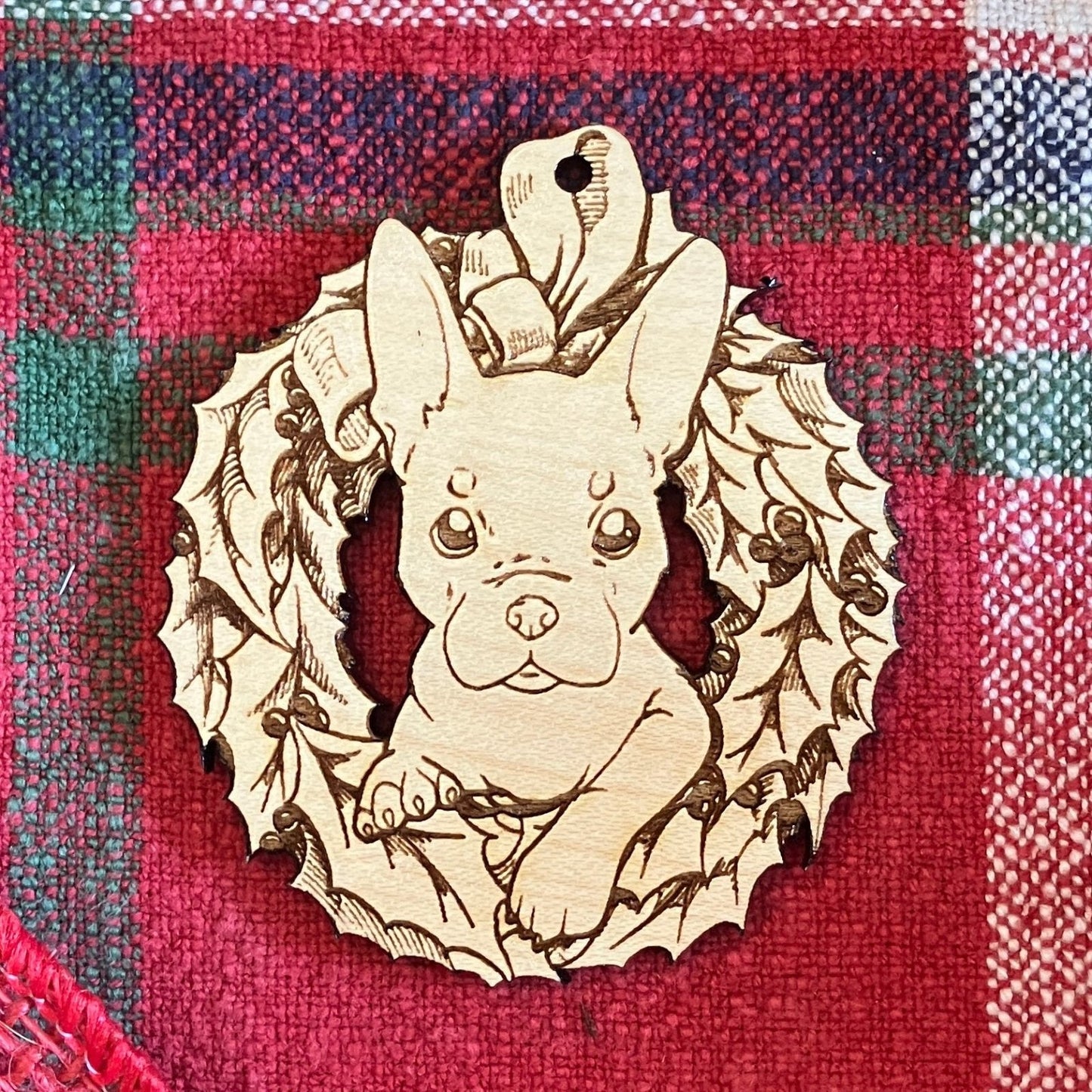 Wood French Bulldog Ornaments