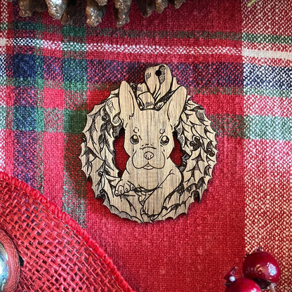 Wood French Bulldog Ornaments