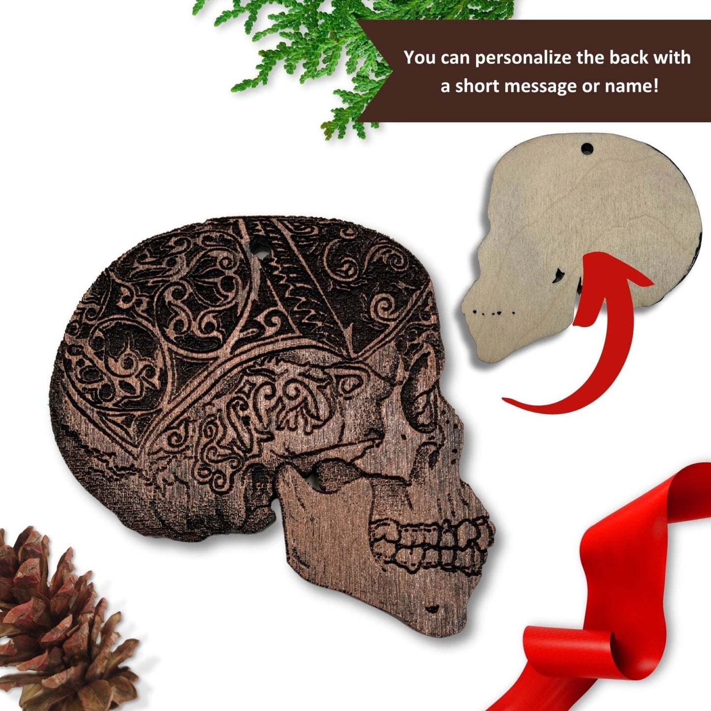 Wooden Skull Ornaments - Personalize Option! Wooden Skull Ornaments - Personalize Option! Raven King Crafts