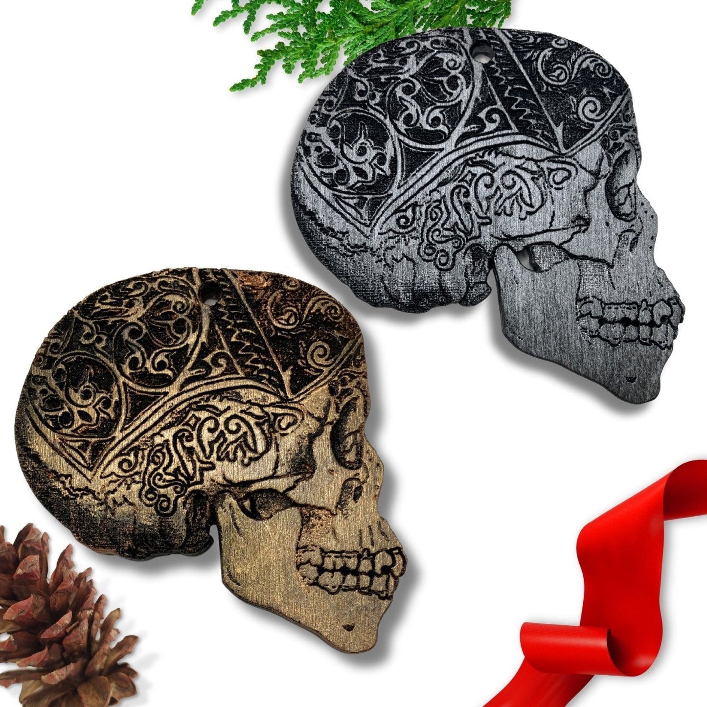 Wooden Skull Ornaments - Personalize Option! Wooden Skull Ornaments - Personalize Option! Raven King Crafts
