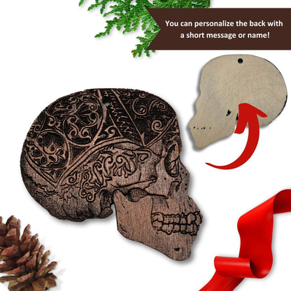 Wooden Skull Ornaments - Personalize Option!